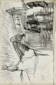 Ruiter en figuren op straat door Isaac Israels