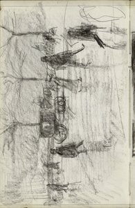 Wandelende figuren en een rijtuig door Isaac Israels
