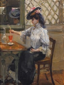 In het café