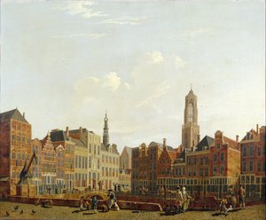 Stadhuisbrug van Utrecht met omgeving, 1779 door Isaac Ouwater