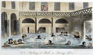 Openbaar bad in Londen - in "The English Spy" door Charles Molloy Westmacott, tekening door Robert Cruikshank, Londense editie