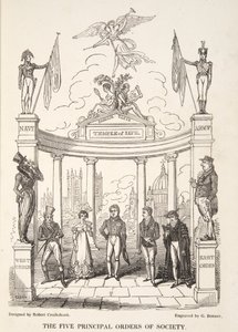 De Vijf Belangrijkste Ordes van de Samenleving, uit The English Spy, gepubliceerd 1824 door Isaac Robert Cruikshank
