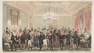 De Grote Abonnementszaal bij Brookes, uit The English Spy, gepubliceerd 1824 door Isaac Robert Cruikshank