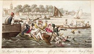 De familie Marigold op een pleziertocht, of effect van een storm in de kleine Baai van Biscay, uit The English Spy, gepubliceerd 1824