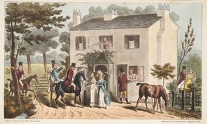 De Oakland Cottages, Cheltenham, of Vossenjagers en hun Favorieten, uit The English Spy, gepubliceerd 1824