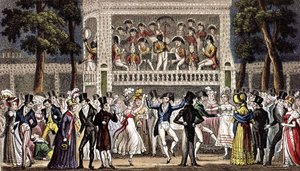 Een bal in Vauxhall tuin in Londen ca. 1830, gravure