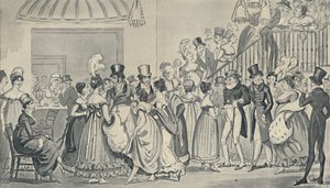 In de salon in Covent Garden, 1821, jaren 1920. Kunstenaars: Isaac Robert Cruikshank, George Cruikshank