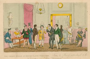 De Groene Kamer in het Drury Lane Theater, Londen door Isaac, Robert and George Cruikshank
