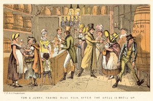 Tom en Jerry, nemen Blue Ruin, nadat de betovering is verbroken door Isaac, Robert and George Cruikshank