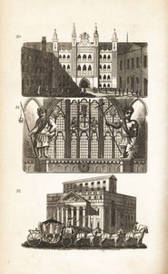 London Guildhall, Gog en Magog en het Mansion House door Isaac Taylor