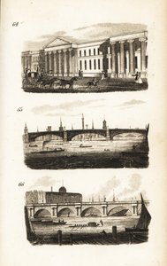 Het General Post-Office, Southwark Bridge en Waterloo Bridge door Isaac Taylor