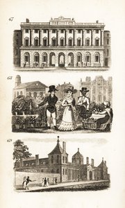 De Koninklijke Academie, Covent Garden en het British Museum door Isaac Taylor