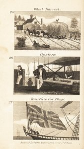 Ambachten in Regency Engeland: tarweoogst, oesters en buntine voor vlaggen door Isaac Taylor