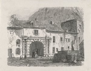 Poort in de voorstad Claussen van de stad Luxemburg door Isaac Weissenbruch