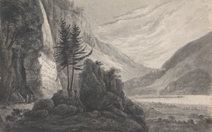 Bergachtig landschap met inscriptie voor Salomon Gessner (Zwitserland)