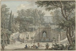 Gezicht in de tuin van de Villa d’Este in Tivoli