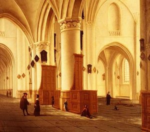 Zichten op de noord- en zuidbeuken van de kerk van St. Bavo, Haarlem