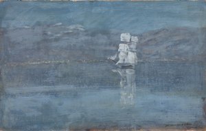 Landschap met een zeilboot, eind jaren 1890 door Isaak Ilyich Levitan