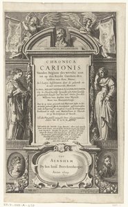 Titelpagina voor Chronica Carionis van P. Melanchthon door Isaeck van Aelst