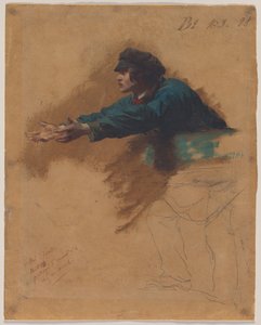 Jonge man voorovergebogen met uitgestrekte armen..., ca. 1851 door Isidore Pils