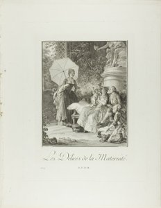 De geneugten van het moederschap, uit Monument du Costume Physique et Moral de la fin du Dix-huitième siècle door Isidore Stanislas Helman