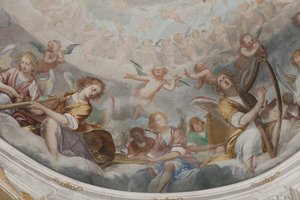 Engelen, muzikale engelen en putti (detail) door Isidoro Bianchi