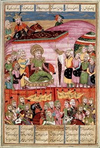 Islamitische kunst: Sohrab staat bij de tent van Roustam door Islamic School