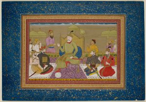 Yusuf Adil Shah op de troon met de volgende vier monarchen van Bijapur, c.1750
