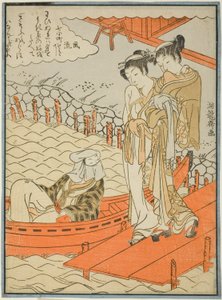 Ono no Komachi bij de Seki Tempel, uit de serie De Zeven Modieuze Komachi (Furyu nana Komachi) door Isoda Koryusai