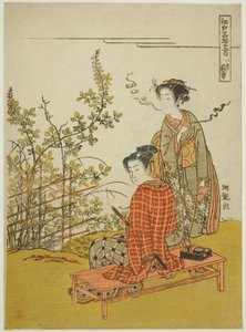 De Achtste Maand bij de Hagi Tempel (Hachigatsu Hagidera), uit de serie "Beroemde Plaatsen in Edo in de Twaalf Maanden (Edo meisho junigatsu)" door Isoda Koryusai