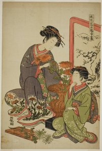 De Negende Maand (Choyo), uit de serie "Een Modieuze Parodie van de Vijf Festivals (Furyu yatsushi gosekku)" door Isoda Koryusai