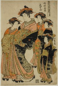 De zesde maand (Minazuki): Nioteru van de Ogiya, uit de serie "Modellen voor mode: Nieuwe ontwerpen zo fris als jonge bladeren"