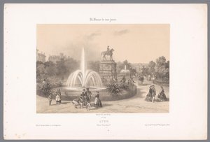 Zicht op de Place Napoléon te Lyon door Isodore Laurent Deroy