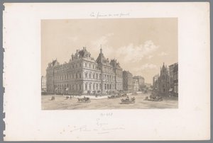 Zicht op het Palais de la Bourse in Lyon