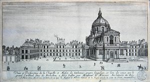 Uitzicht op de Kapel en Maison de Sorbonne (gravure) door Israel the Younger Silvestre