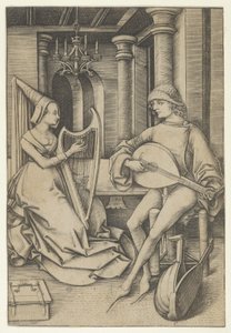Luitspeler en harpist, uit Scènes uit het dagelijks leven, n.d.