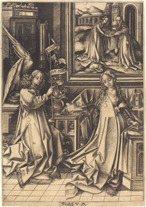 De Aankondiging, ca. 1490-1500 door Israhel van Meckenem