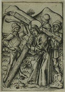 Christus draagt het kruis door Israhel van Meckenem the younger