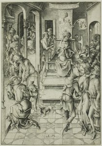 Christus voor Annas door Israhel van Meckenem the younger