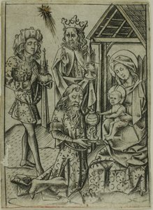 De aanbidding van de Wijzen door Israhel van Meckenem the younger
