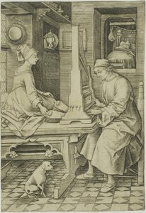 De orgelspeler en zijn vrouw door Israhel van Meckenem the younger