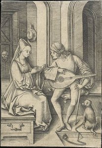 De zanger en de luitspeler door Israhel van Meckenem the younger