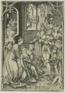 De zelfmoord van Lucretia door Israhel van Meckenem the younger