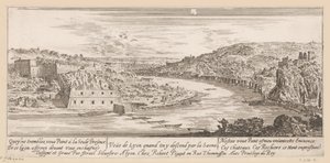 Gezicht op Lyon in een bocht van de Saône door Israël Silvestre