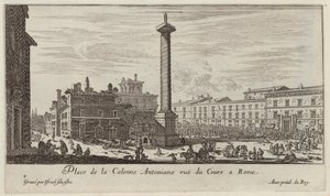 Place de la Colonne Antoniane rue du Cours in Rome door Israël Silvestre