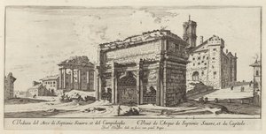 Veduta del Arco di Septimio Severo, et del Campidoglio door Israël Silvestre