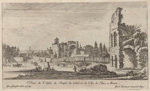 Gezicht op het Colosseum, de Tempel van de Zon en de Boog van Titus in Rome door Israël Silvestre
