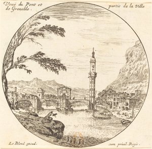 Gezicht op de brug en een deel van de stad Grenoble door Israël Silvestre