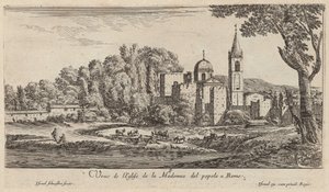Gezicht op de Kerk van de Madonna del Popolo in Rome door Israël Silvestre