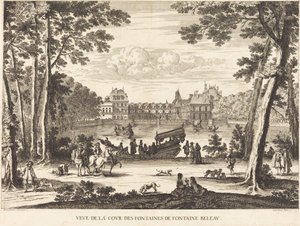 Uitzicht op de Fonteinenhof van Fontainebleau door Israël Silvestre